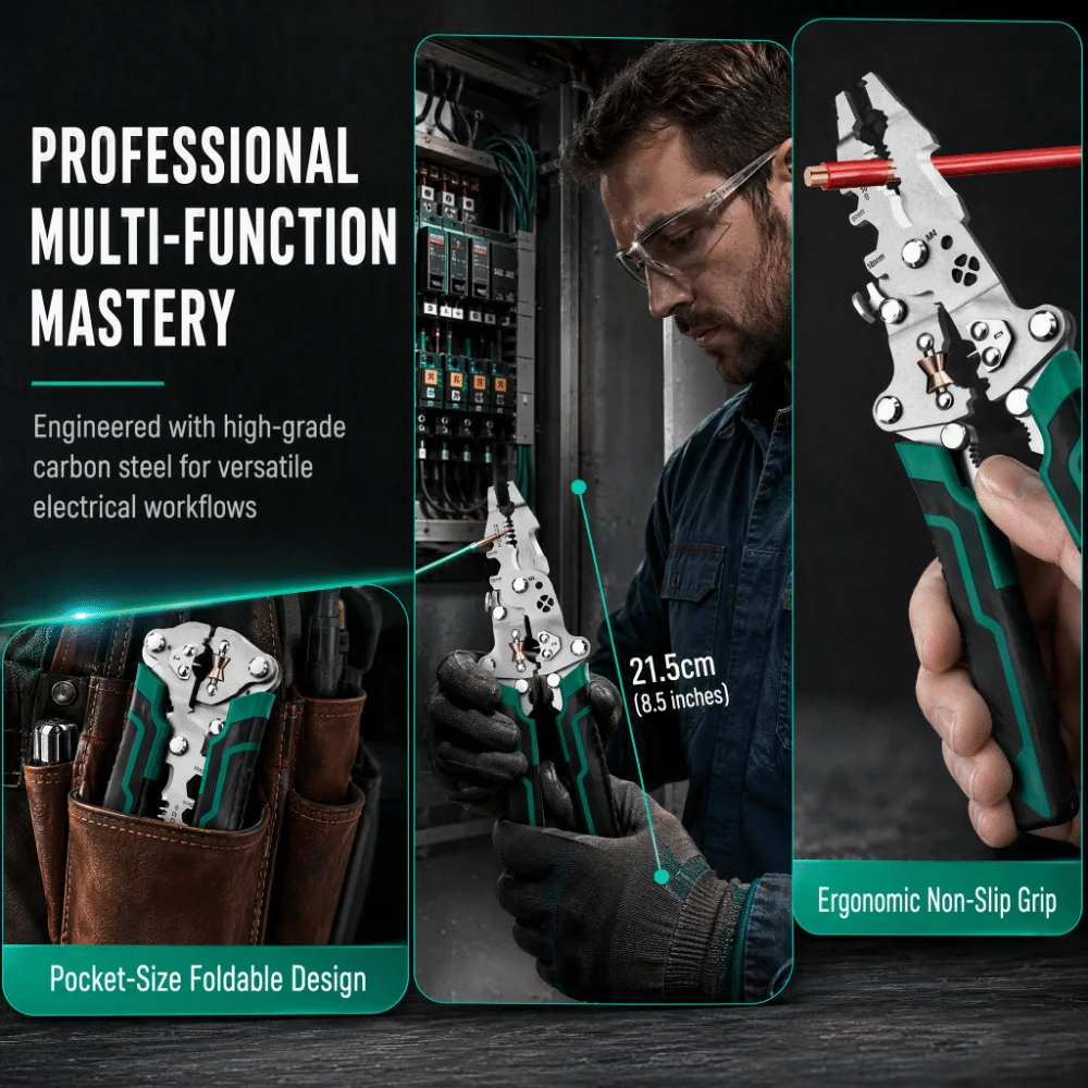 Multifunctional Wire Stripping Pliers Peeling And Crimping Cables Crimping Crimping Pliers Non-slip Handle Digital Display