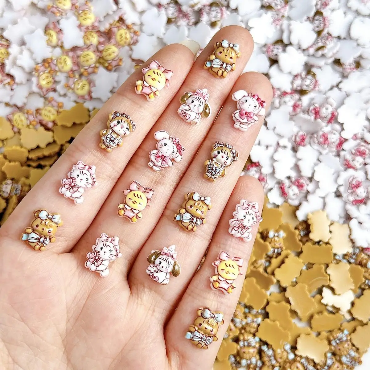 

3D Resin Kawaii Rabbit Dog Cat Bear Nail Art Decoration Cute Cartoon Animal Series Nail Charms Supplies for Manicure DIY