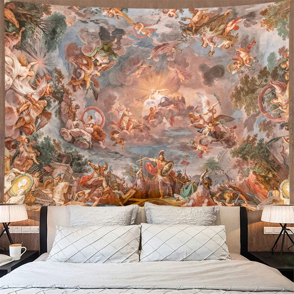 Tapestry for Bedroom Tapestry Curtain Oil Painting Ancient Greece Shinhwa Tapestry The Medieval Times Wall Hanging Polyester