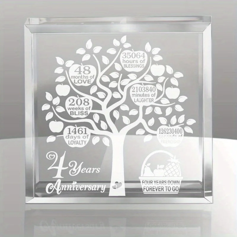 4th Wedding Anniversary Gift for Husband Wife, Traditional Fruit Preserved in Resin, Timeless Keepsake, 4 Years of Marriage Toge