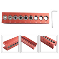 18) Woodworking Dowel Drill Guide Locator 412mm Vertical Pocket Hole Jig Aluminum Alloy Body Adjustable Bushing Sizes