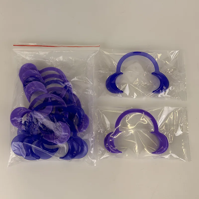 100pcs C-Shape Dental Mouth Opener Purple Intraoral Cheek Lip Retractor Orthodontic Mouth Gag Spreader Dentist Lip Cheek Tool