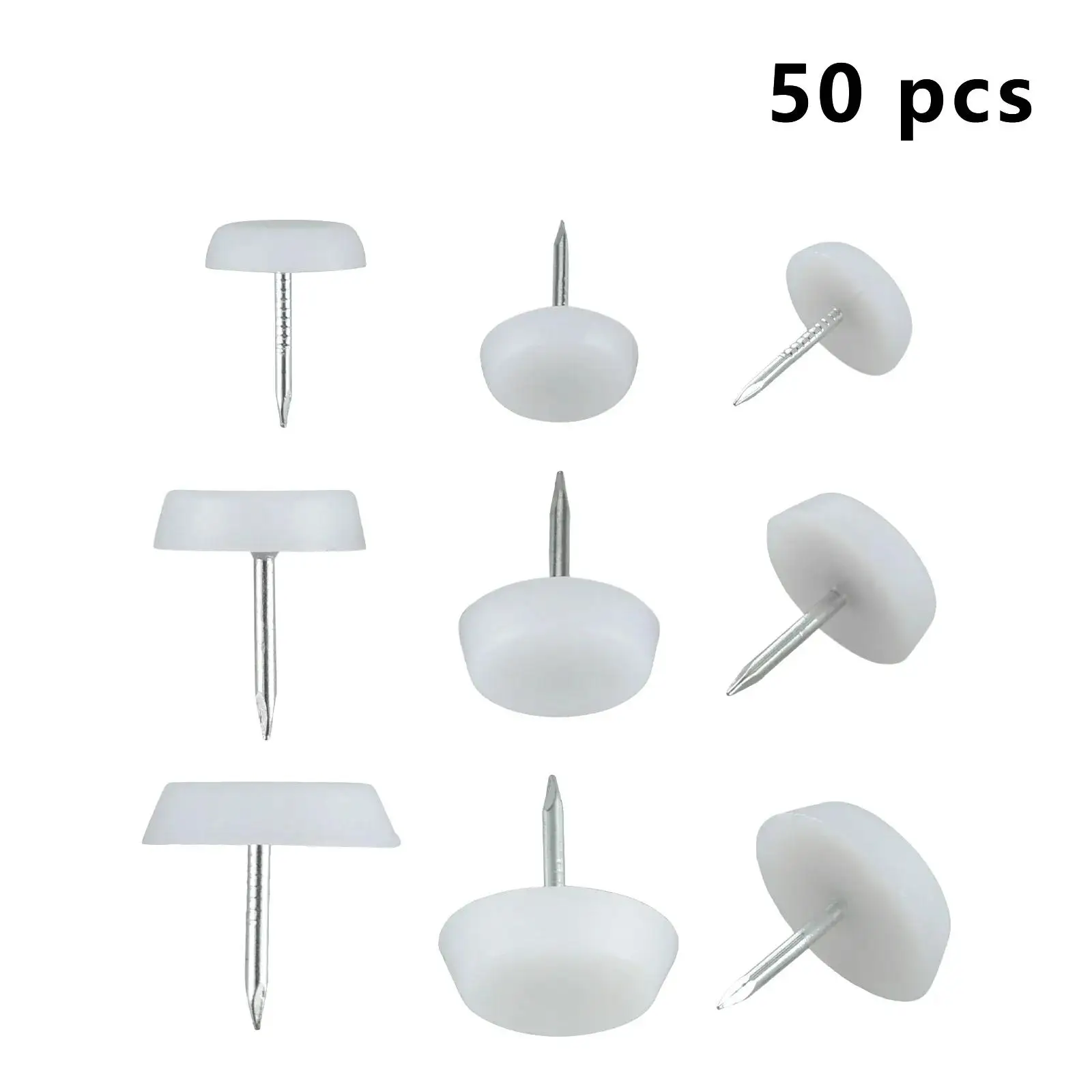 50/100 Nylon blanco silla de madera mesa muebles pierna pies inferiores almohadilla de plástico deslizamiento uñas Protector de suelo 14/18/20mm de diámetro