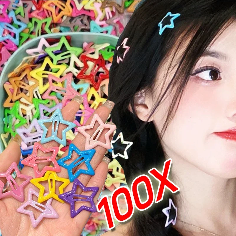 

Cute Colorful Star Hair Clips Y2K BB Metal Snap Hairpins Side Hairpins Barrettes Headdress Women Kids Hairs Jewelry Accessories