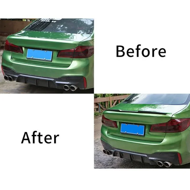 Carbon Fiber Pattern TPU Car Spoiler Universal Rear Wing Trunk Lip No Drilling Fixed Wind Deflector Auto Exterior Styling