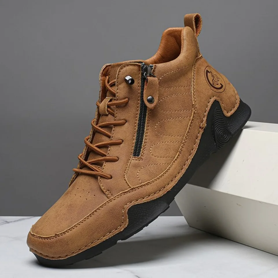

New Handmade Leather Men Boots Fashion Autumn Sneakers Breathable Design Men's Casual Shoes Outdoor Men Ankle Winter Boots