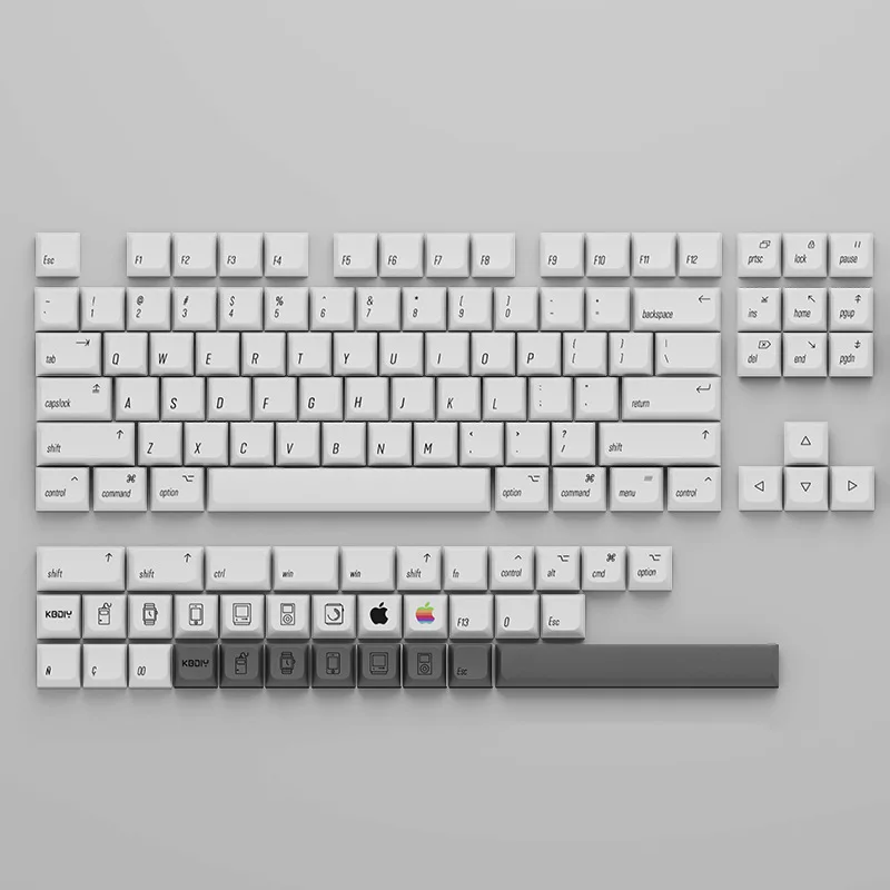 Mínimo branco apple macintosh estilo keycaps para teclado mecânico, perfil xda, pbt, conjunto de 137 peças