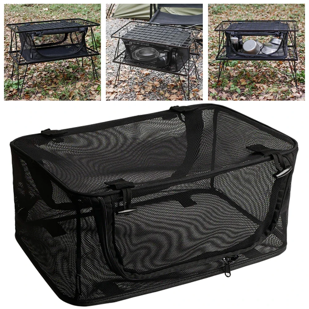 

Tableware Storage Net Box Foldable Under Table Storage Box Portable Multi-Purpose Mesh Basket Organizer Outdoor Picnic Tools