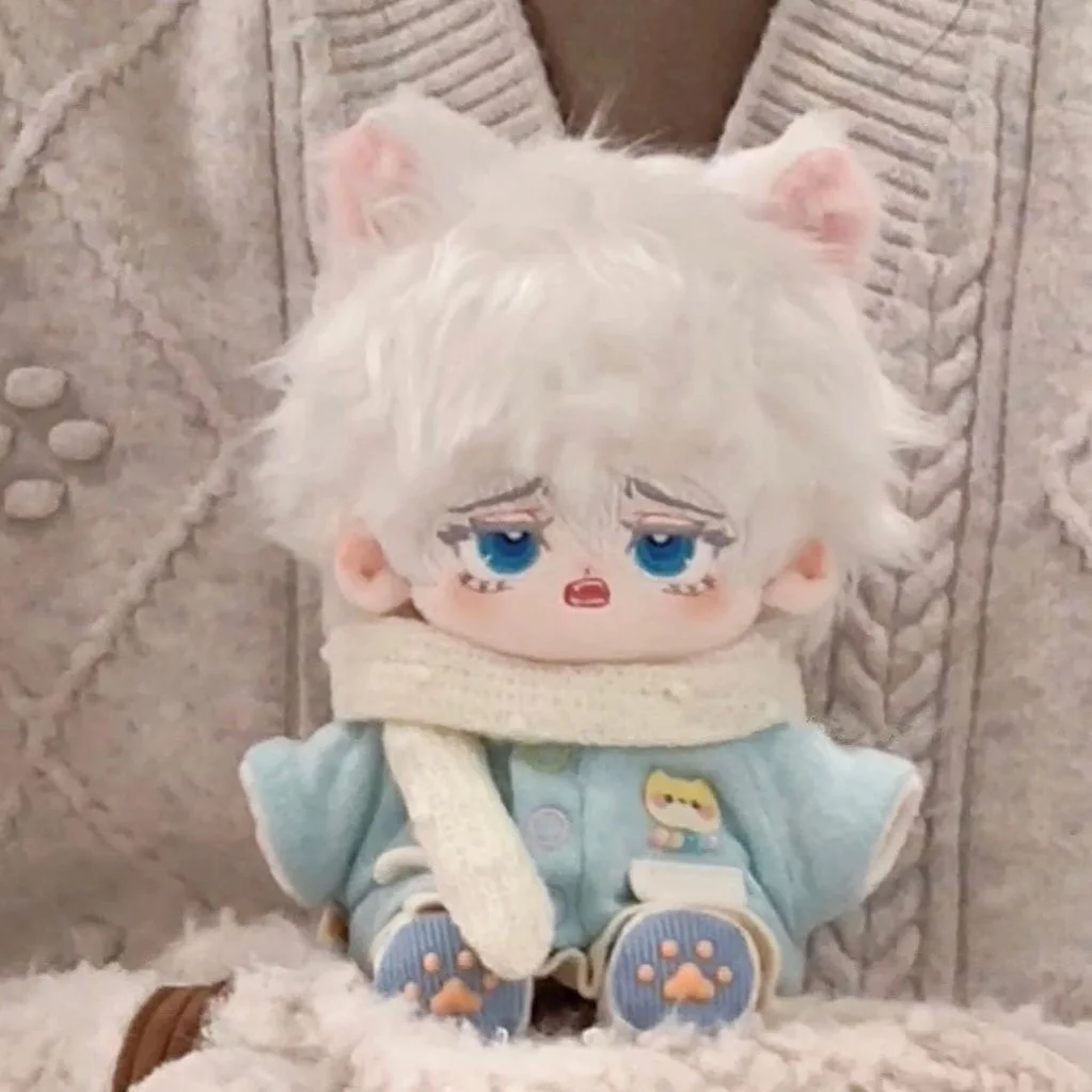 20 سنتيمتر Jujutsu Kaisen Gojo Satoru فستان قطيفة دمية قطنية تأثيري الملابس مع الهيكل العظمي بلوشي آذان هدايا عيد الميلاد لعب للأطفال