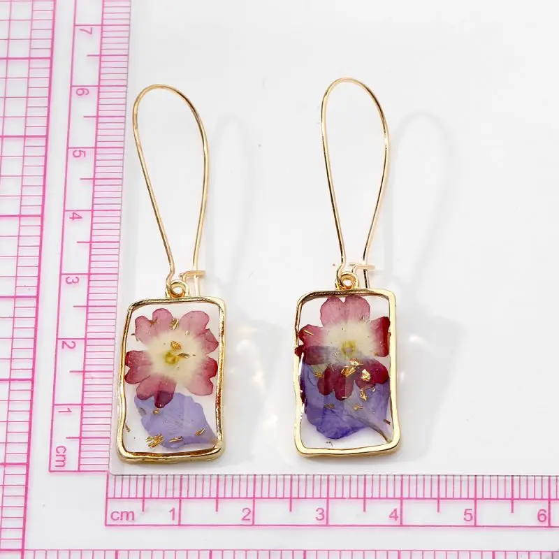 Unique Immortal Flower Earrings Colorful Natural Pressed Flower Earrings Statement Real Flower Dangle Earrings Jewelry Wholesale