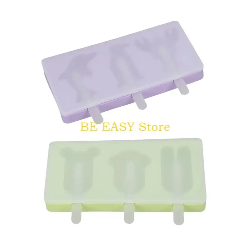 E28F Ice Lolly Molds 3 Cavities Silicone Ice Molds for Making Cakesicles,Cake