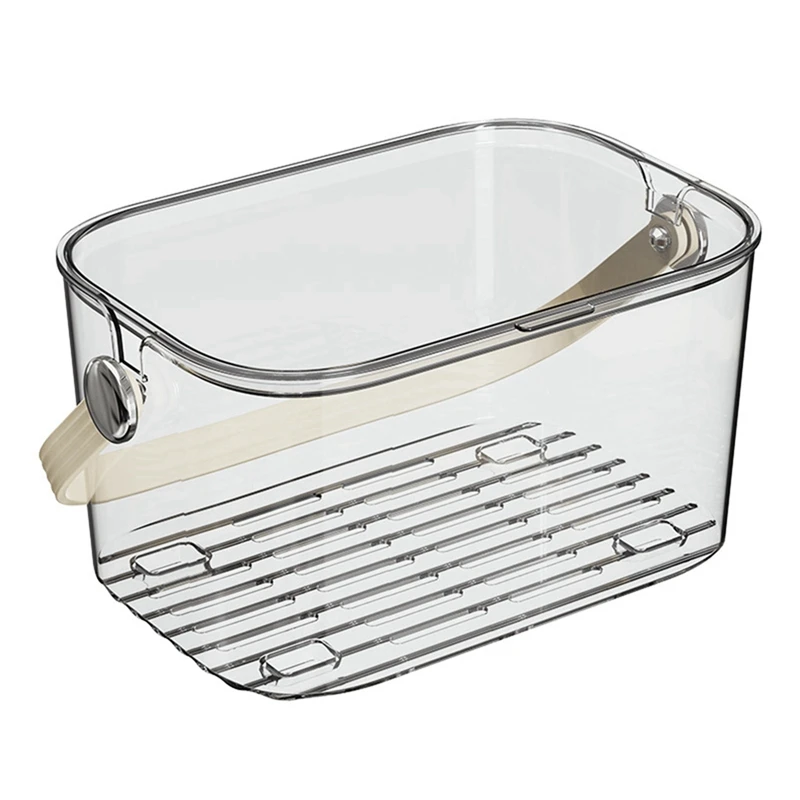 

Large Transparent Plastic Bath Storage Basket With Lid And Hollow Bottom For Bathroom Organization