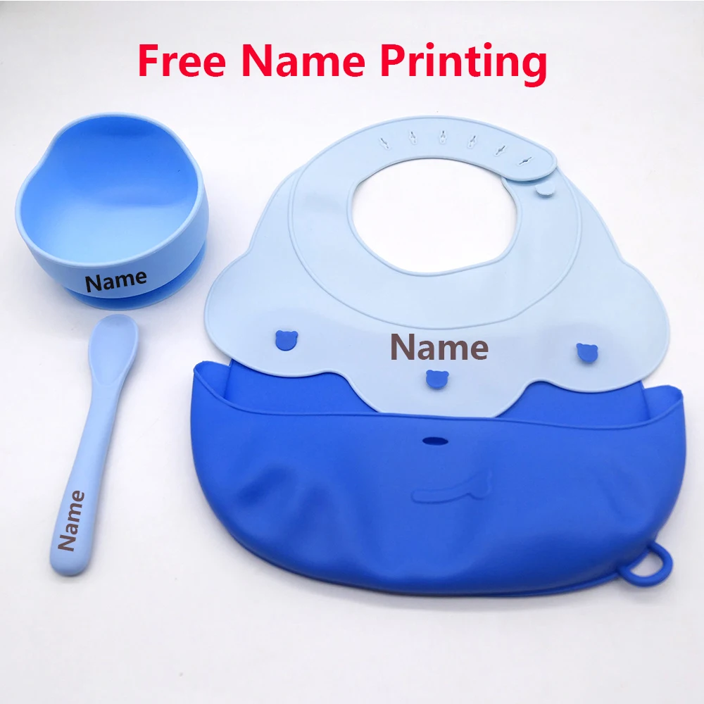 

Silicone Tableware Set Waterproof and Easy to Clean Free Name Engraving Creative Gifts Customized for Babies