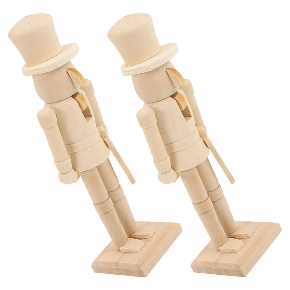 

2Pcs Wooden Blank Nutcracker Soldier DIY Unpainted Xmas Nutcracker Ornament Wide Use DIY Wooden Craft Decoration