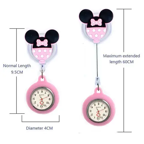 5 färger infällbara tecknade Kuromi Kitty sjuksköterska läkare FOB fickur sjukhus medicinsk badge rulle gåvor klämma klocka 8 best sales bröstvakt för sjuksköterskor - №4