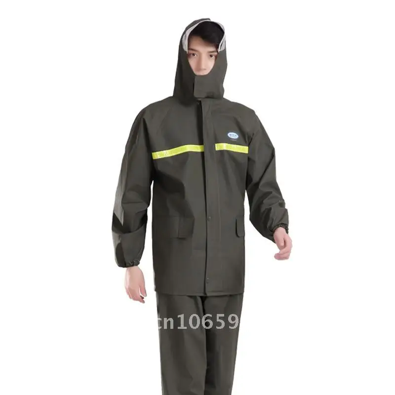 

Adult Thickened Knitted Raincoat with Reflective Detailing Motorcycle Riding & Construction Site Suitable Two-Piece