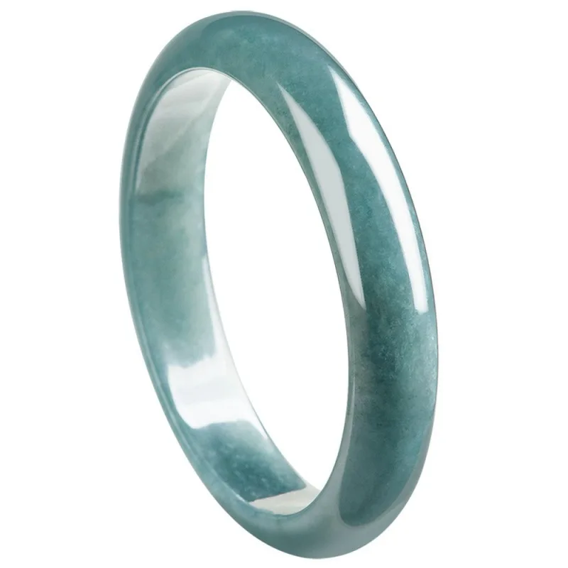 

Real Natural Grade A Jade Jadeite Bangle Men Women Lucky Width 9mm Smooth Bracelet