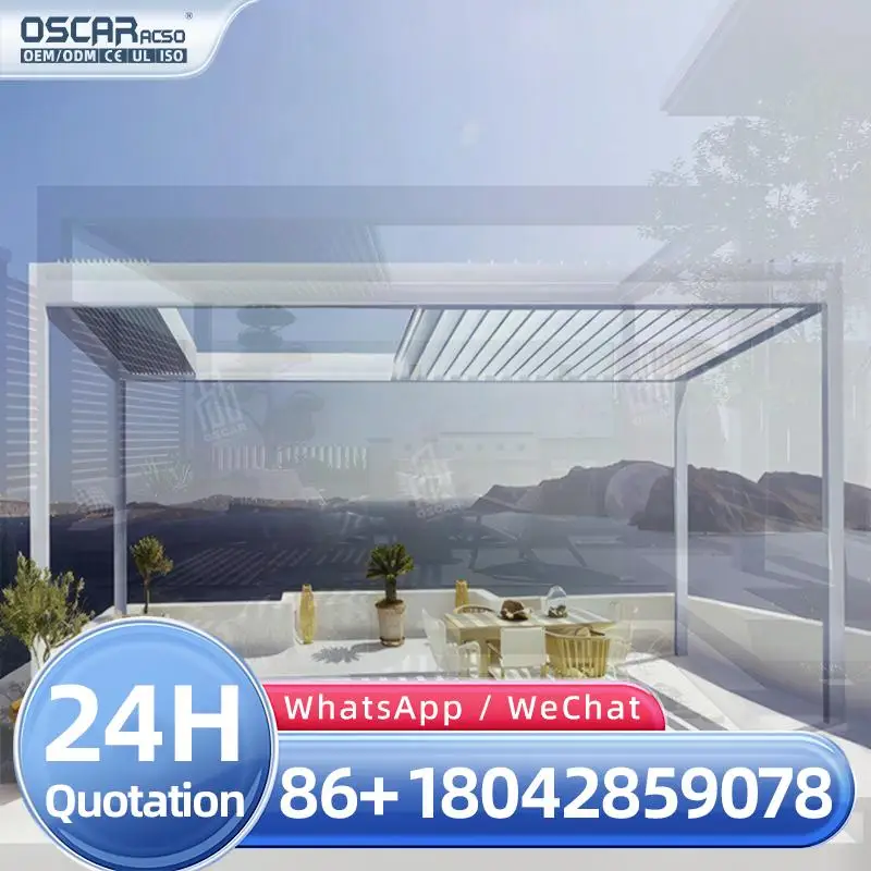 3M X 4M Motorized Bioclimatic Aluminum Alloy Pergola Waterproof Powder Coated Frame Easily Assembled Sun Protection Outdoor Pati