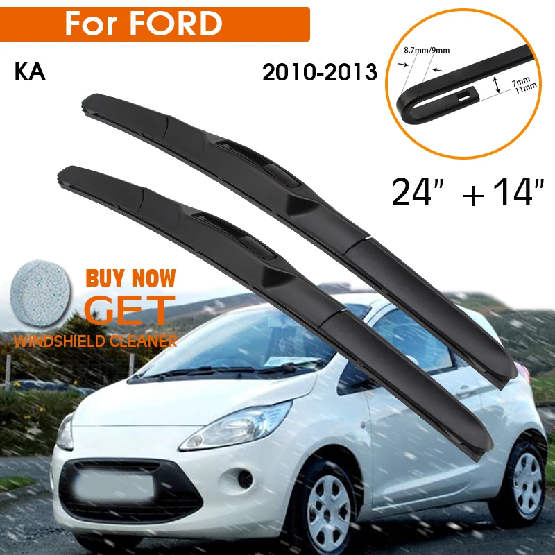 

Car Wiper Blade For FORD KA 2010-2013 Windshield Rubber Silicon Refill Front Window Wiper 24"+14" LHD RHD Auto Accessories