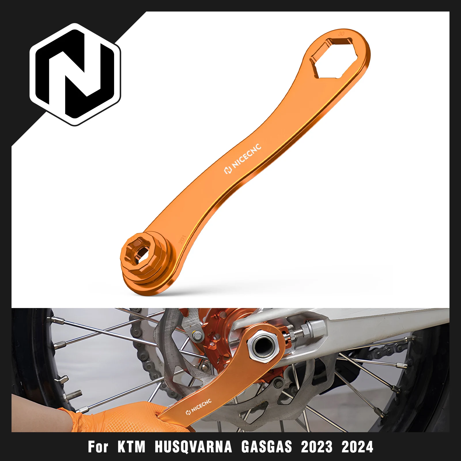 

NICECNC For KTM EXC 300 2024 17-27-30mm Front Rear Wheel Axle Wrench Removal Tool EXCF 350 XCW 500 2024 SX 250 XCF 450 2023-2024
