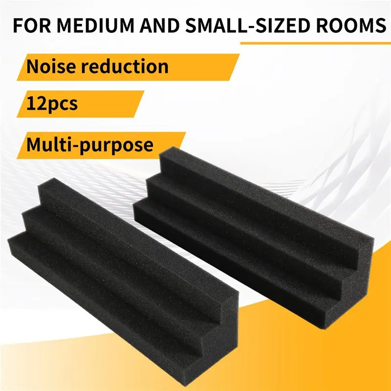 12Pcs Acoustic Panels Bass Trap Corner Studio Foam Sound Insulation Pad Wall Panel Corner Block For Studio Or Theater