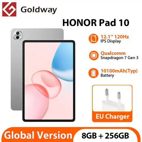 HONOR Pad 10 Gloabl Version Wifi / 5G Tablet 256GB ROM Snapdragon 7 Gen 3 12.1'' 120Hz IPS Screen 8MP Camera 10100mAh Battery