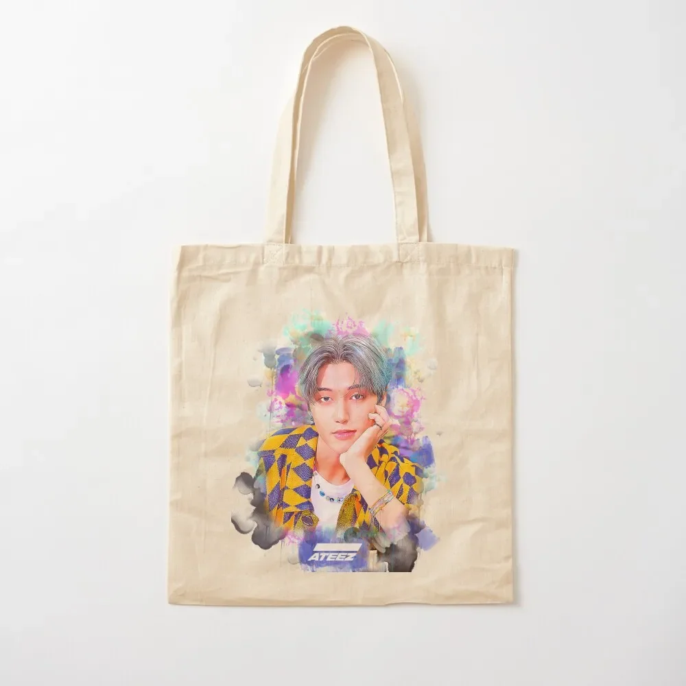 

Ateez Woo Young DejaVu colorful art Tote Bag Reusable bags custom fabric bag Tote Bag