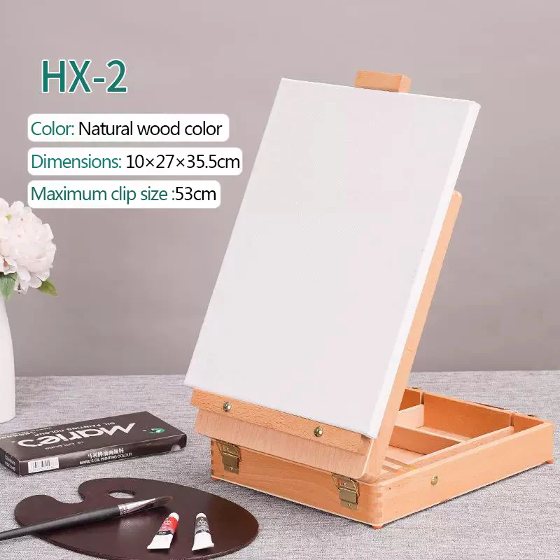 Beech wood desktop painting stand, solid wood oil painting box, storage box, portable hand-held painting stand