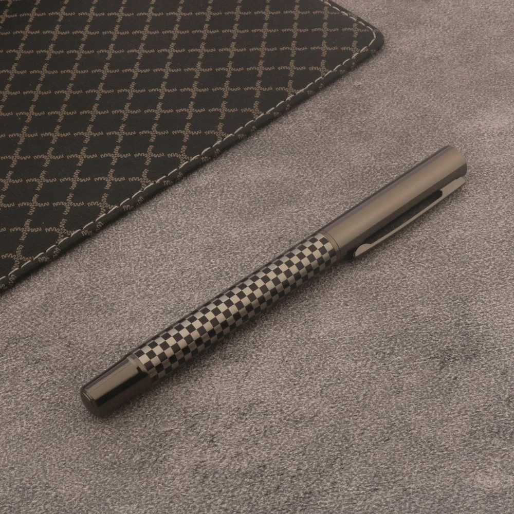 1pc metal Rollerball Pen Gun grey Grid Stationery Office school supplies Writing Gift ball point pens