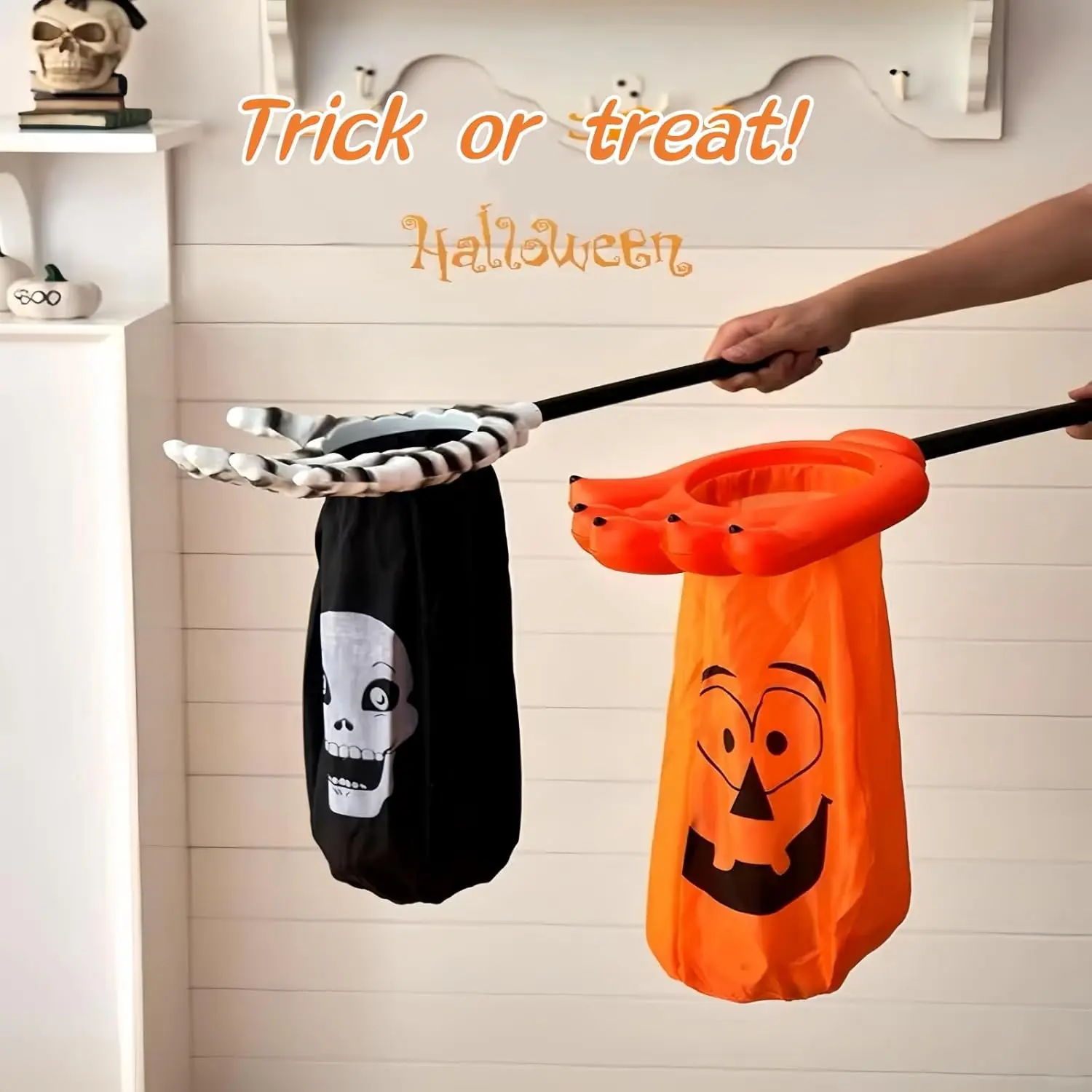 Halloween Pumpkin Hand Bag Skeleton Candy Pouch Ghost Festival Trick Or Treat Bag For Kids Halloween Party Supplies And Decor