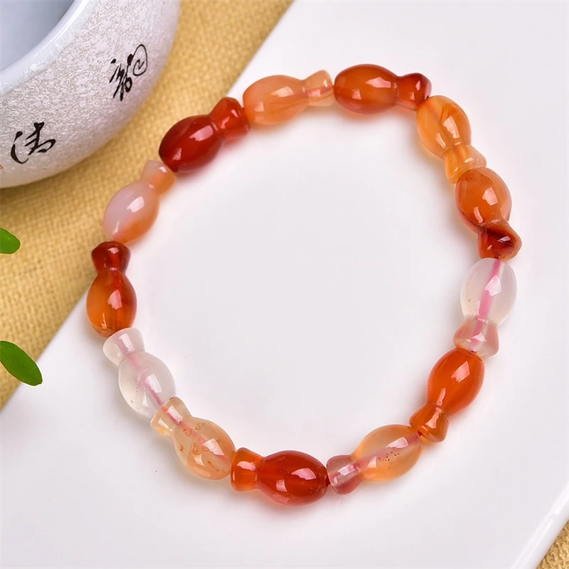 8X14MM Natural Agate Vase Bead Bracelet Woman Man Fengshui Healing Wealth Beads Crystal Birthday Lucky Gift 1pcs