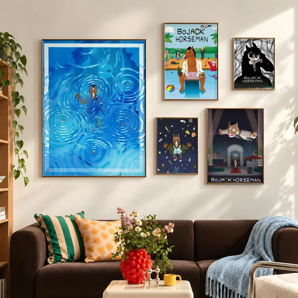 Cartoon BoJack Horseman Netflix Series Poster Self Adhesive PP Wall Art HD Gaming Room Bedroom Living Room Decor Apartment Gift