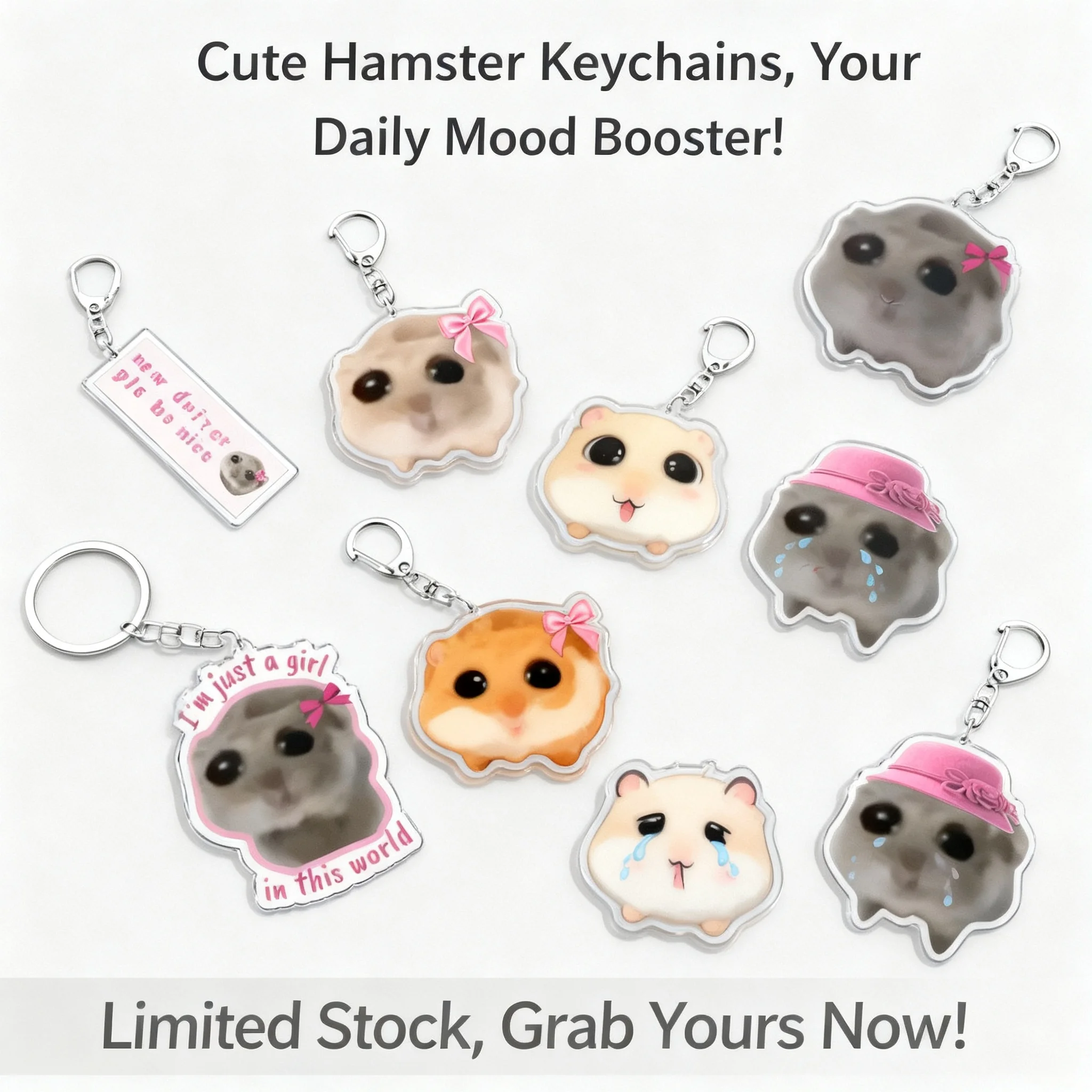 

Милый акриловый брелок с хомяком, подвеска для телефона, украшение для сумки, аксессуары для ключей с принтом