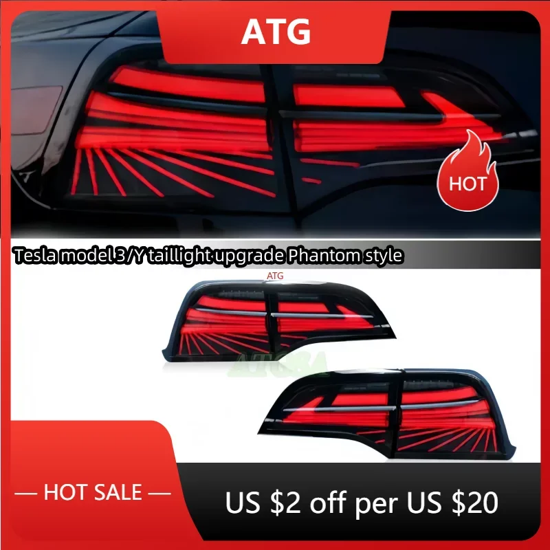 ATG Retrofit taillight Phantom style LED rear taillight flow turn signal auto parts with for Tesla Model 3y taillight components 