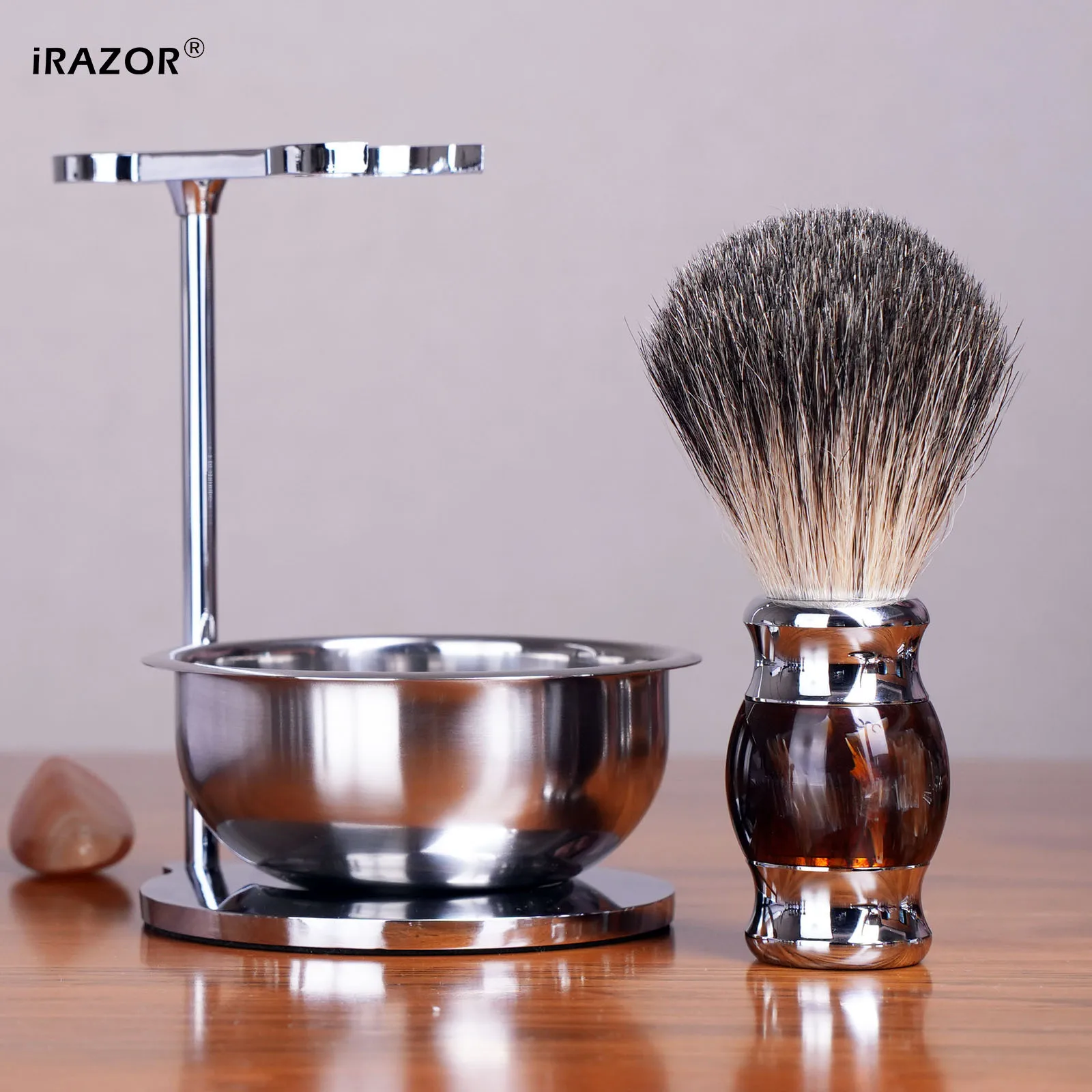 طقم حلاقة رجالي iRAZOR Premium F5 مكون من 5 طبقات - حامل ماكينة حلاقة آمن فاخر مع وعاء صابون وفرشاة شعر الغرير هدية #6