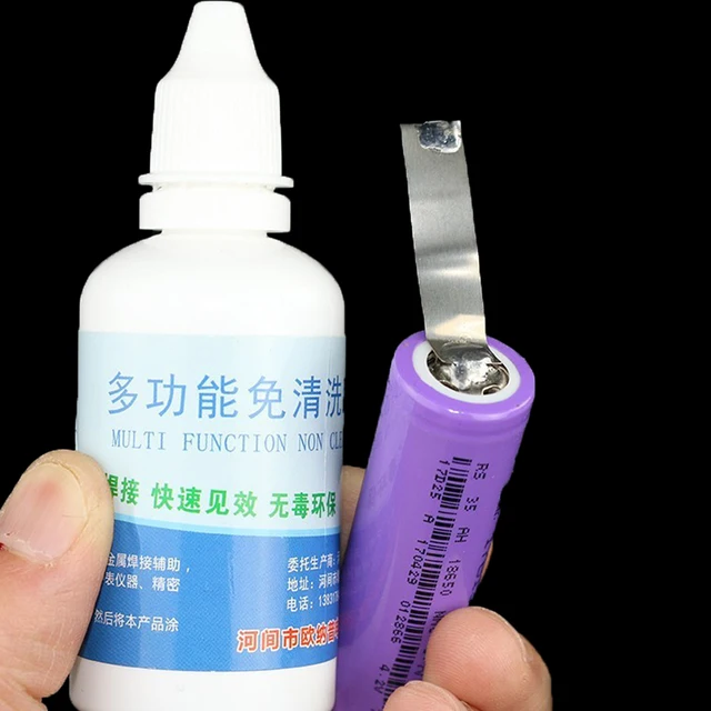 50 ml/butelka Topnik spawalniczy ze stali nierdzewnej 18650 Naprawa akumulatorów Topnik lutowniczy w płynie Miedź/Żelazo/Nikiel Małe narzędzie do naprawy