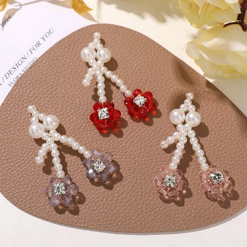 

New arrived 20pcs/ot color glass beads handmade Weave cartoon flowers shape beads diy jewelry garment hair accessory