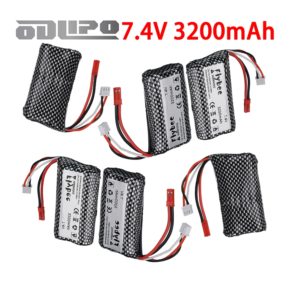 3000mAh Upgrade to 3200mah Capacity 18650 7.4V Lipo Batery JST Plug For remote control Trucks Off-road racing helicopter