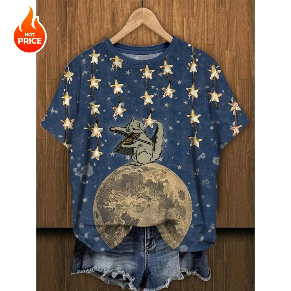 T-shirt manches courtes col rond femme, imprimé chat Kawaii en 3D, graphique Floral, décontracté, Y2K, jolis vêtements pour femmes