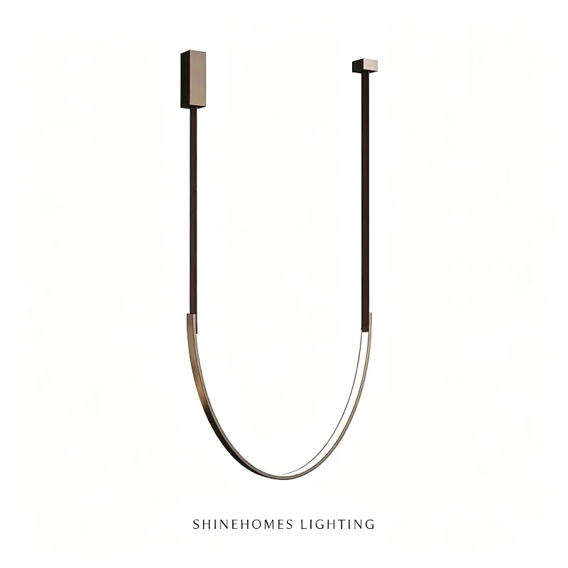 high living room U-shaped linear chandelier two-color splicing multi-specification adaptation duplex staircase club lamps
