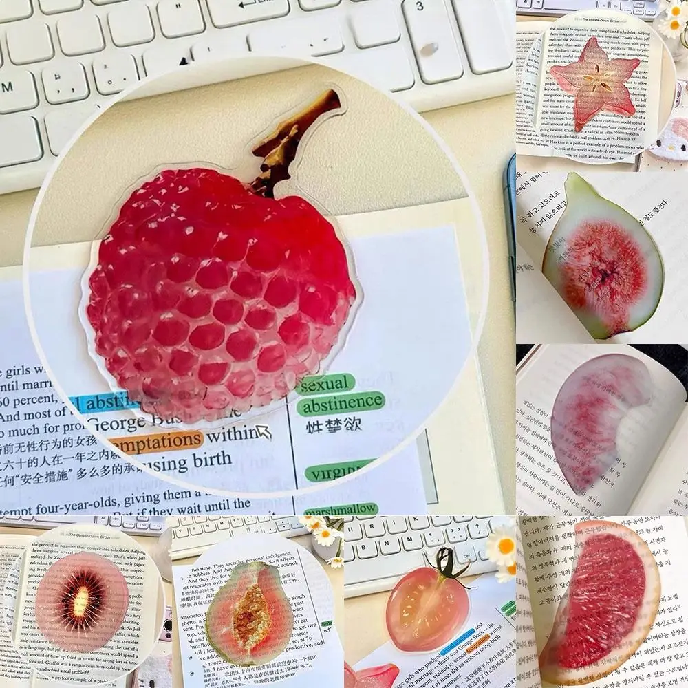 

Multicolor Fruit Slice Bookmark Acrylic Simulation Fruit Reading Bookmark Strawberry Kiwifruit Tomato Carambola Grapefruit Peach