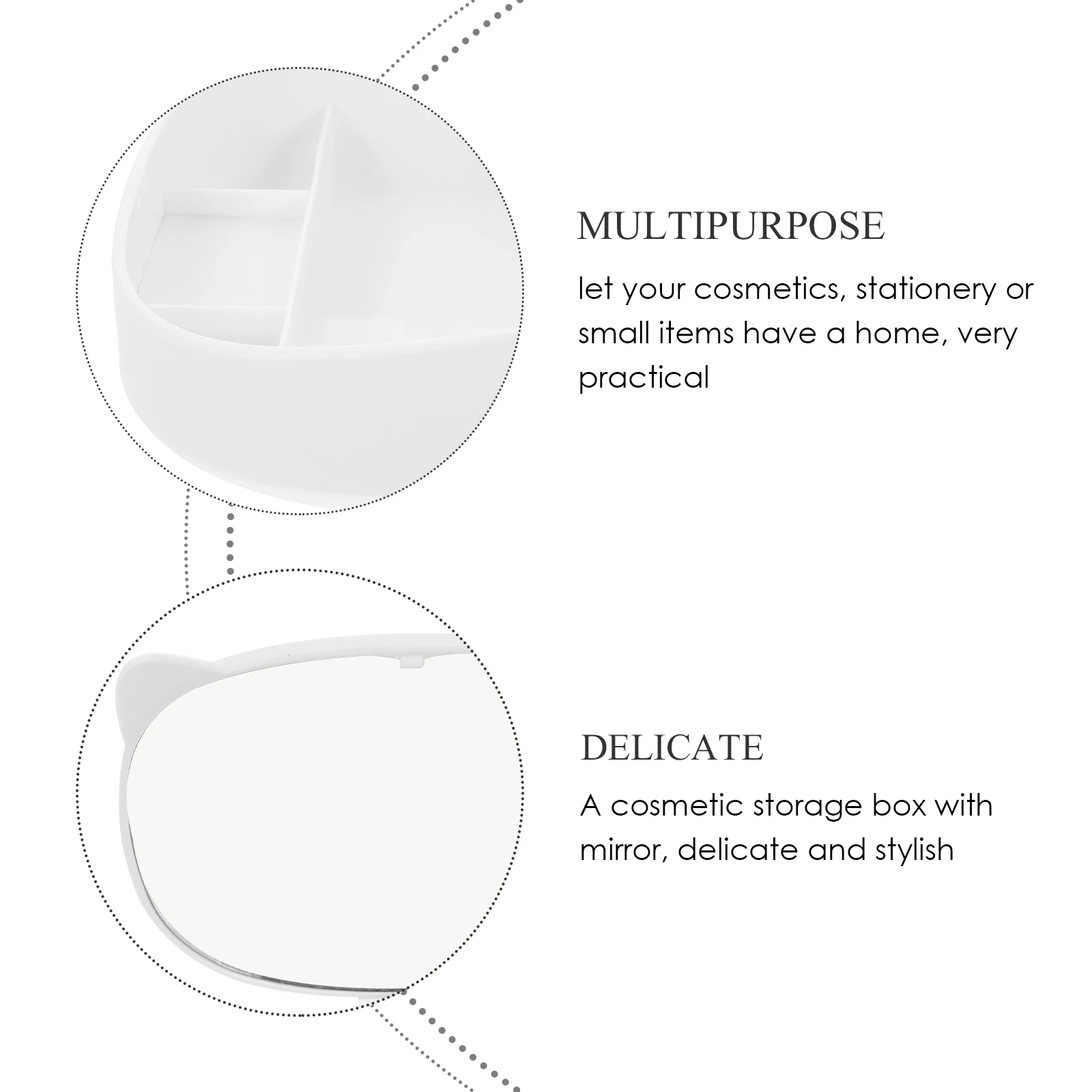 

Cat Ear Makeup Mirror Multifunctional Desktop Organizer Holder Jewelry Case Cartoon Storage Box Lipstick Organizer