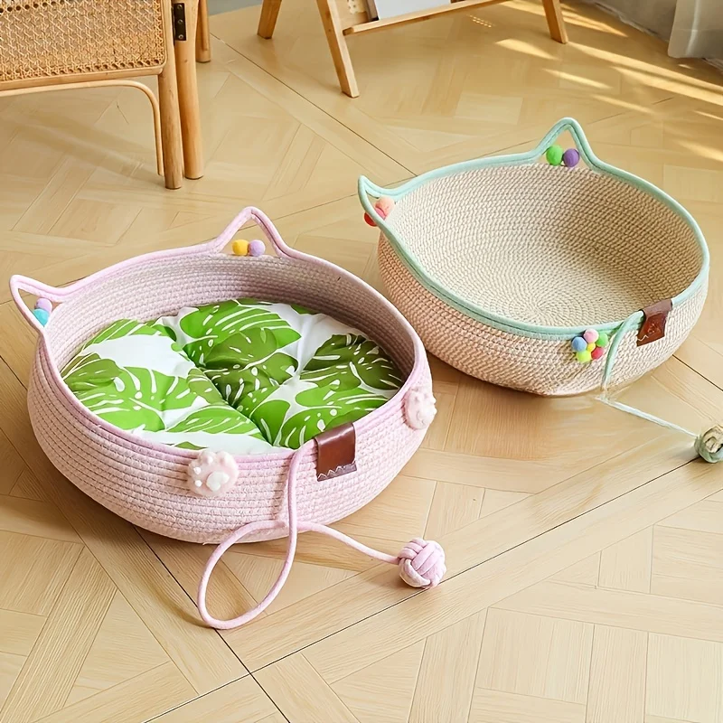 Woven Rattan Cat Bed Basket 5