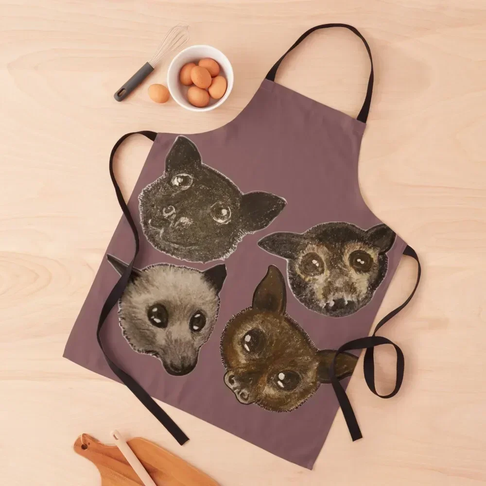 

Four Species Of Flying Fox Bats. Apron Kitchen Special Accessories Woman Kitchen For Kitchen Women New year's Apron