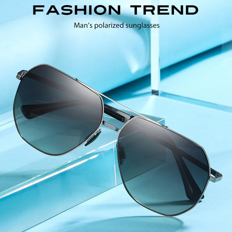 New Fashion Big Frame Sunglasses Two-tone Lens Metal Polarized Sunglasses Rays Brand Men  Women Anti-ultraviolet UV400