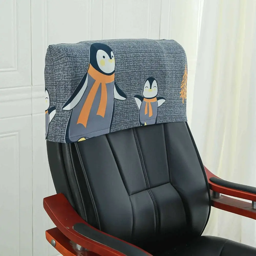 Cartoon Panda Penguin Rose Pattern Elastic Office Chair Backrest Cover Comfortable High Elasticity Chair Back Protection
