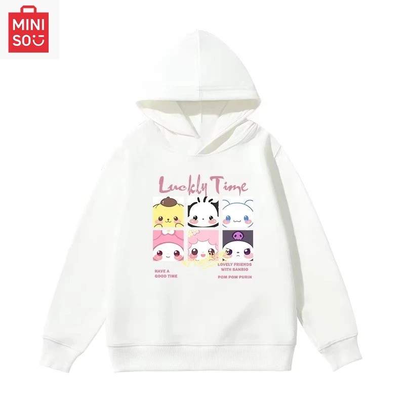 

Супер милая детская модная толстовка с капюшоном и принтом персонажей Sanrio для мальчиков и девочек, осенне-зимняя повседневная теплая толстовка с капюшоном