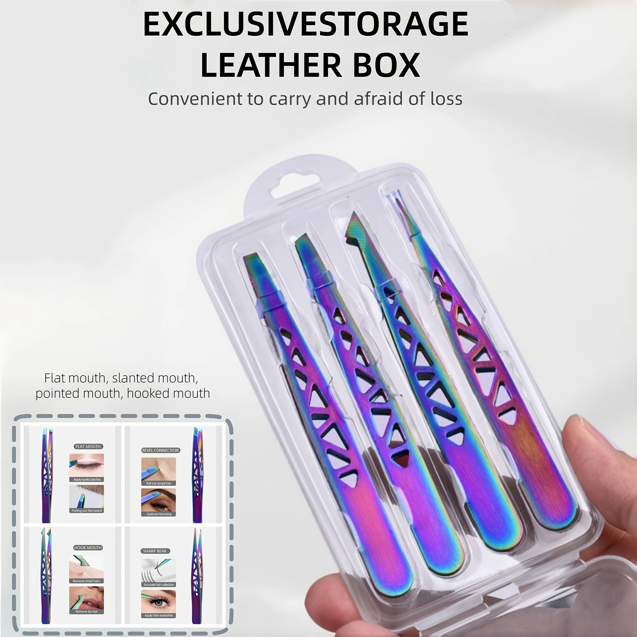 High-Precision Stainless Steel Hollow Iron Tower-Shaped Tweezers Eyebrow Trimming Kit Eyebrow Tweezers for Hair Removal