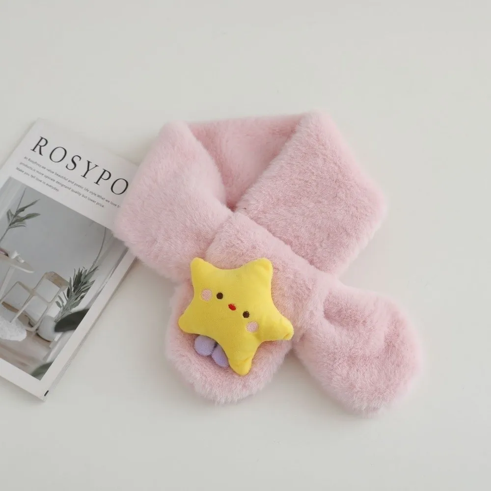 Cute Cartoon Star Children Winter Scarf Windproof Cross Neck Scarf Thick Warm Soft Shawl Scarves