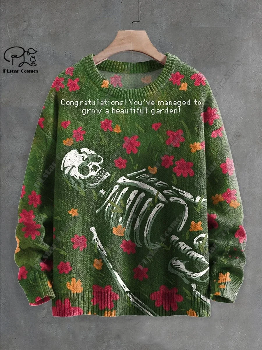 

3D Printing Halloween Custom Series Horror Ghost Skull Witch Black Cat Pattern Ugly Sweater Street Casual Winter Sweatshirt W-1